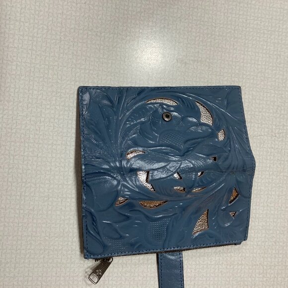 GUC Patricia Nash Blue Leather with Silver inlay Bifold Wallet - Picture 6 of 8